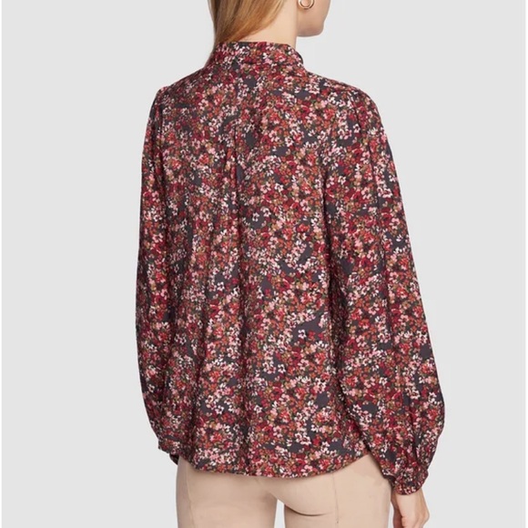 Fransa Frisa Blouse Size M Floral Print Bordeaux - Picture 4 of 14